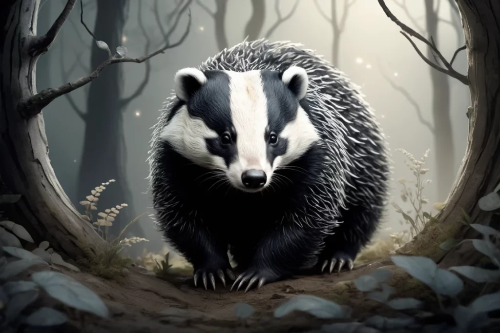 A fekete-fehér borz szimbolizálja a védelmet és a rejtőzködést az álmokban.