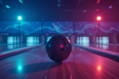A bowling golyó a pályán, a siker és a versenyszellem szimbóluma.