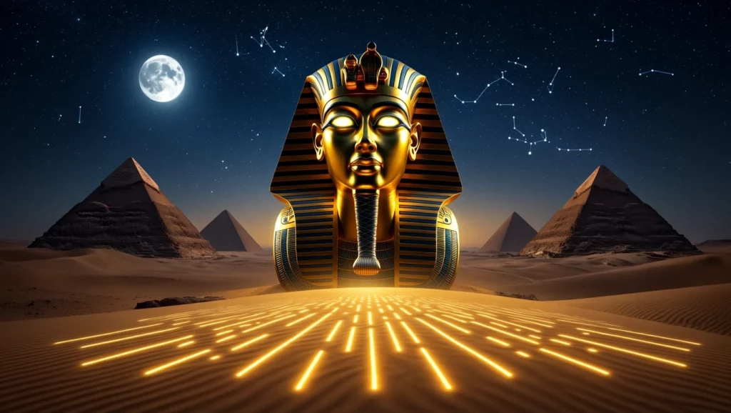 Az egyiptomi emlékmű és a csillagok szimbolizálják a titkokat és az álmokat, amelyek mélyebb jelentéssel bírnak.