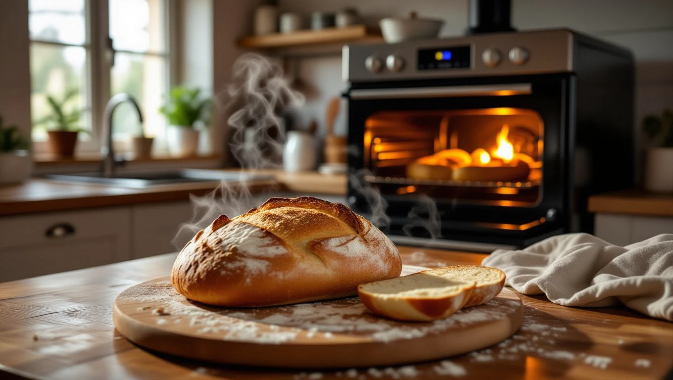 A frissen sült kenyér az otthoni konyhában a meleg és biztonságos érzéseket idézi elő, ami a bőség és a megelégedettség álmait szimbolizálja.
