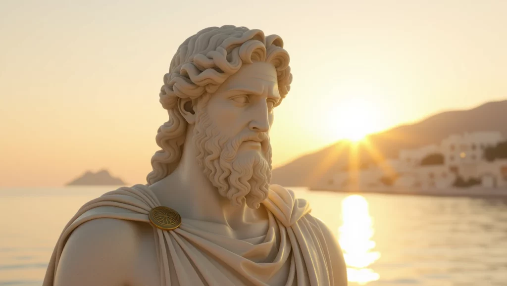 A naplementében álló görög isten szobra, a hatalom és bölcsesség szimbóluma, álmainkban a védelmet és irányítást képviseli.