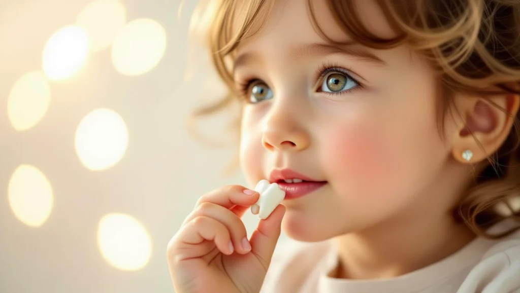 Egy kisgyerek álma, aki a tejfogát tartja, a felnőtté válás szimbóluma.