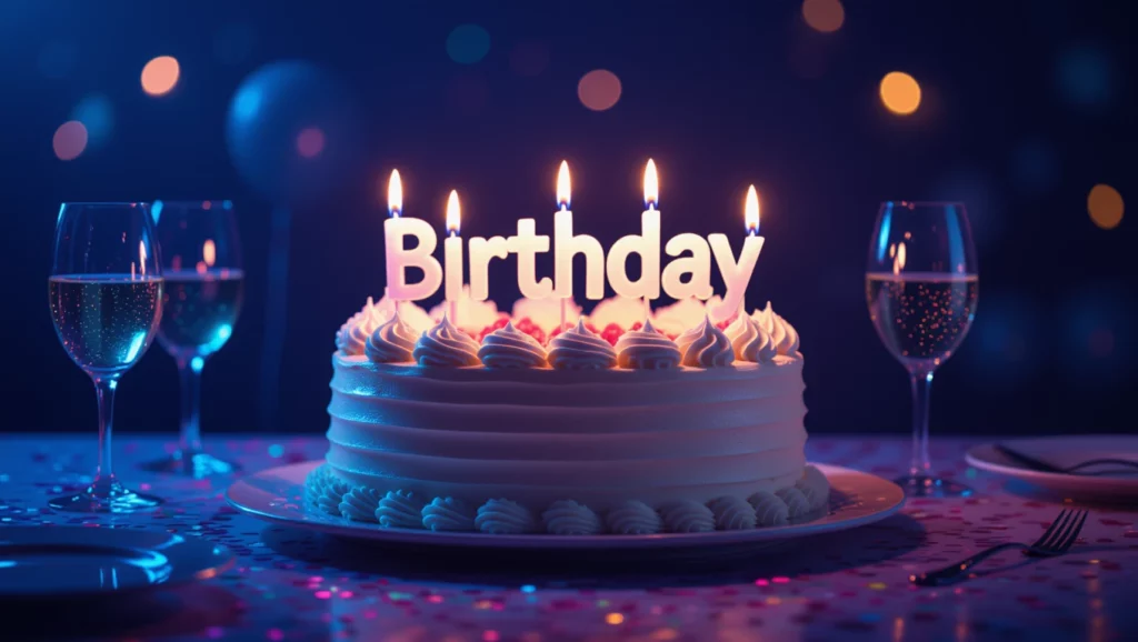 A születésnapi torta a boldogság és az ünneplés szimbóluma, amely az új kezdetekről és a vágyakról szól.