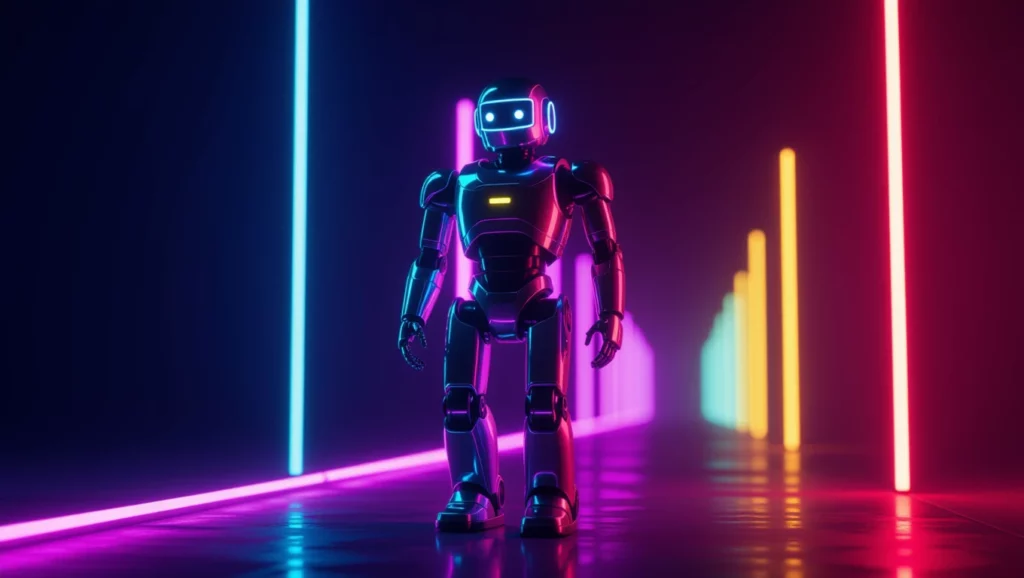 A neonfényes robot álomfejtésben az önállóság és a technológiai fejlődés szimbóluma.