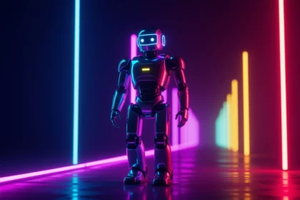 A neonfényes robot álomfejtésben az önállóság és a technológiai fejlődés szimbóluma.