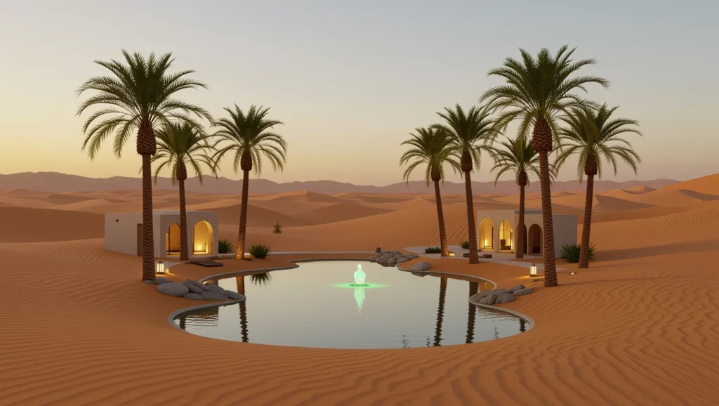 A sivatagi oázis nyugalma és harmóniája álmaidban új lehetőségeket jelez.