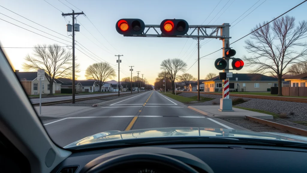 A sorompó piros lámpája figyelmeztet a közelgő veszélyre, ami álmainkban a gátakat és megállásokat jelképezheti.