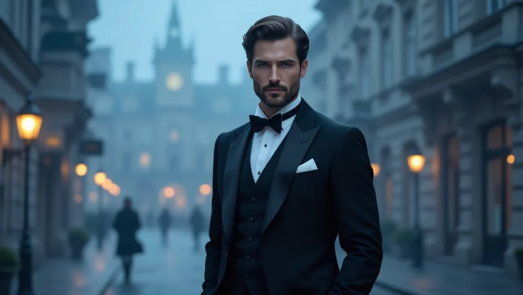 Egy elegáns úriember áll egy ködös városi utcán, ami álmainkban a magabiztosságot és a sikerességet szimbolizálja.