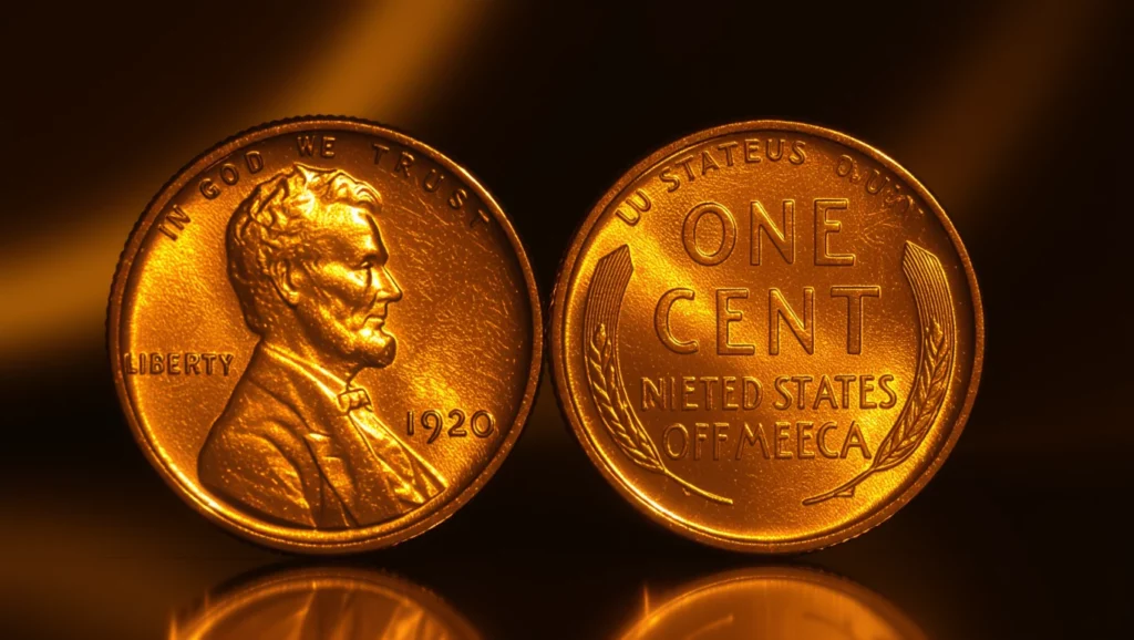 Két érme, az egyik oldalon Abraham Lincoln portréjával, arany színben.