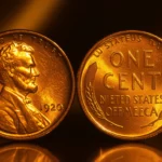 Két érme, az egyik oldalon Abraham Lincoln portréjával, arany színben.