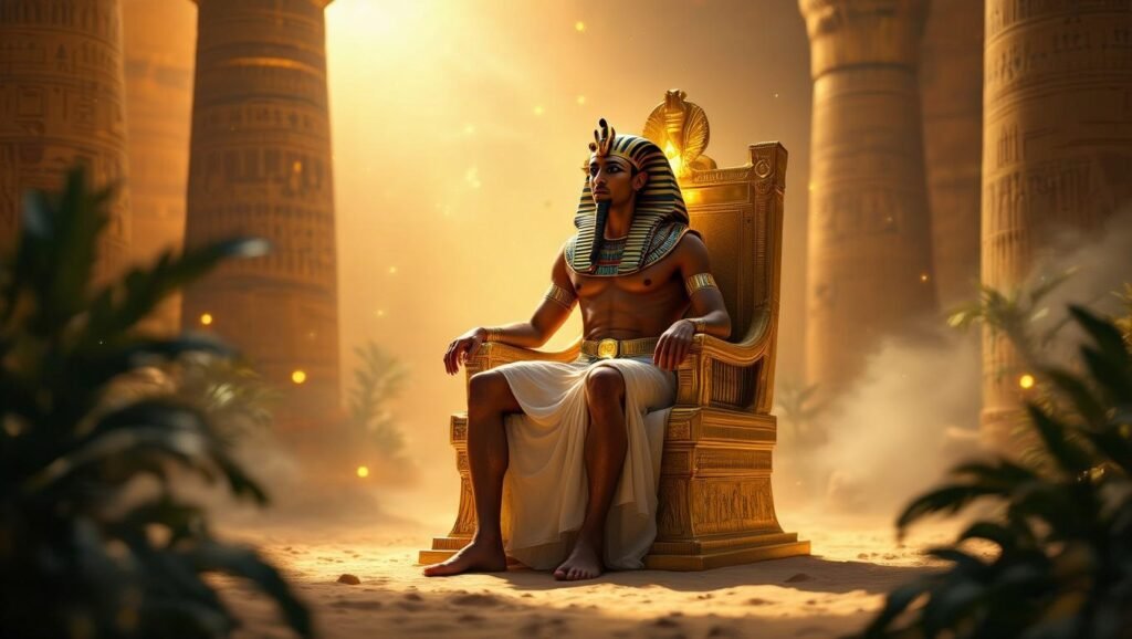 Álomban a fáraó hatalma és bölcsessége jelenik meg, ami a jövőbeli döntésekre utal.