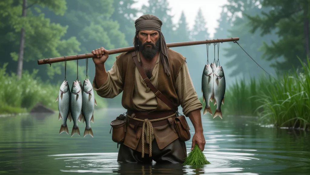 A halász álma a bőséges fogásról, tükrözve a sikeres élet vágyát.