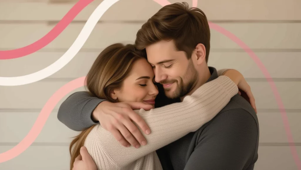 A kibékülés szimbóluma, ahol a szeretet és a megértés újra összeköti a párt, erősítve a kapcsolatukat.