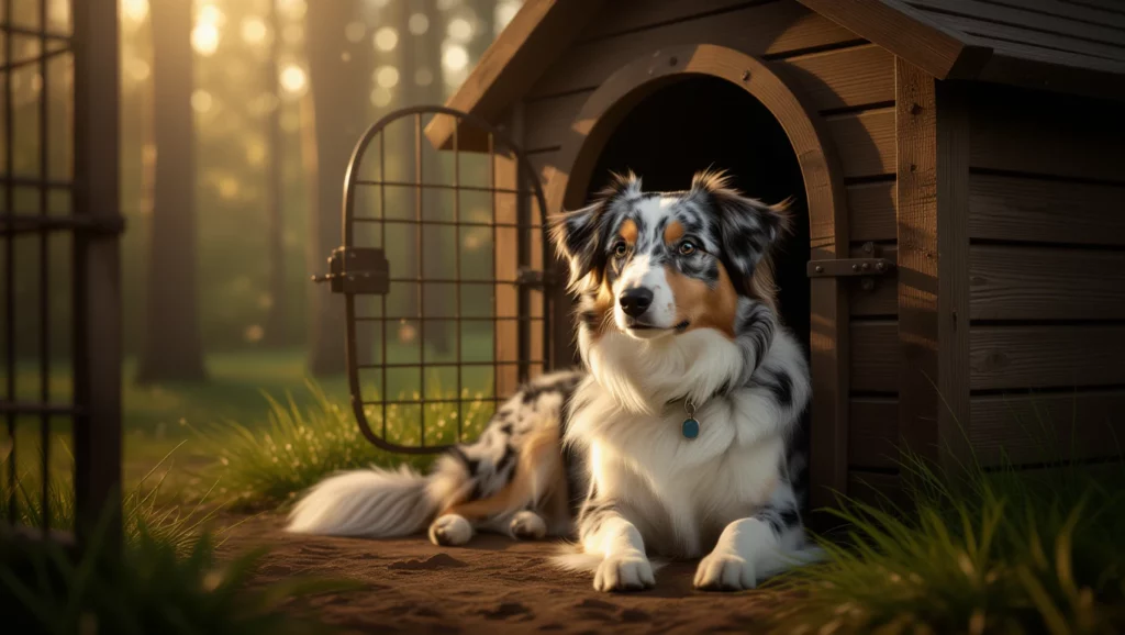 Egy kutya a kutyájában, ami biztonságot és nyugalmat szimbolizál, álmainkban a védelem érzését hozhatja.