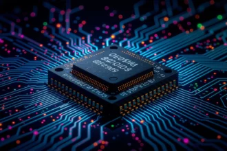 A mikrochip álombeli megjelenése a technológiai fejlődés szimbóluma, amely új lehetőségeket hoz.