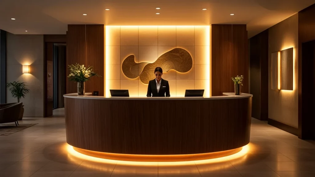 A recepció nyugalmat és biztonságot sugall, ami álmainkban a stabilitás szimbóluma.