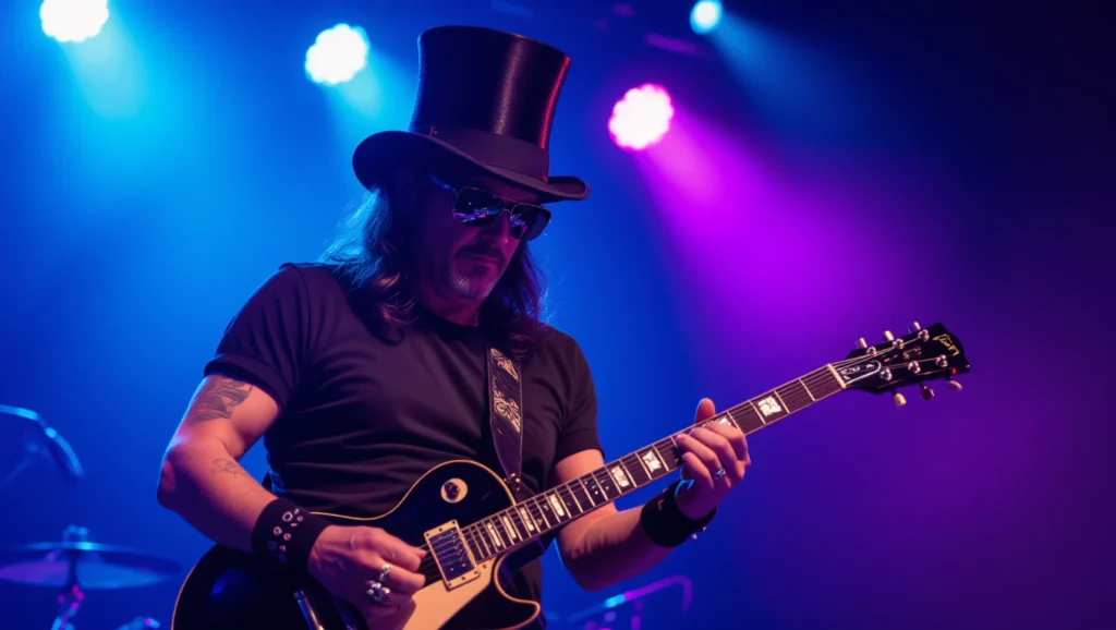 A színpadon gitározó rocksztár, aki a zene világában valódi szenvedélyt képvisel, álmaink beteljesítéséről mesél.