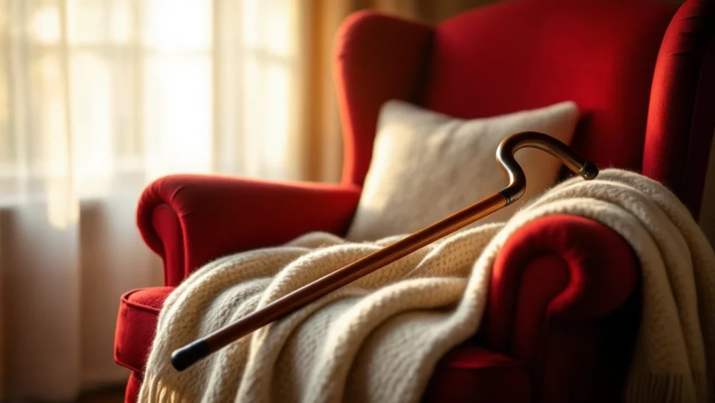 A sétabot és a piros fotel a kényelem és biztonság szimbólumai, amelyek az életünkre és álmainkra is hatással vannak.