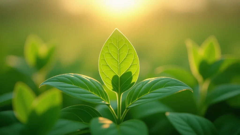 Friss zöld levelek a napfényben, amelyek az újrakezdést és a természetességet szimbolizálják.