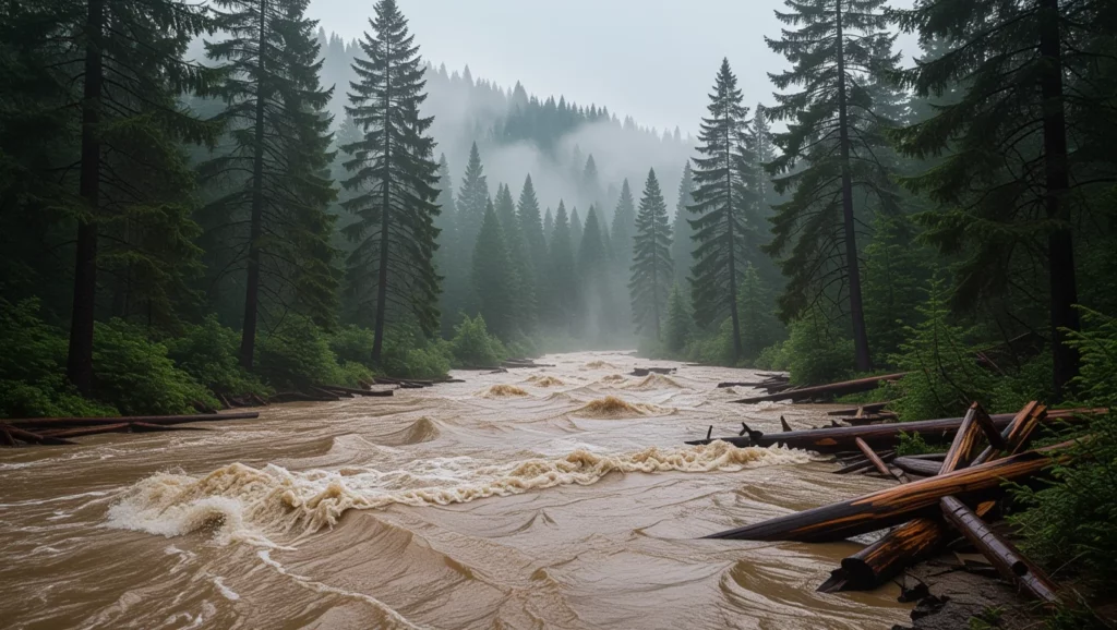 A viharos folyó álomfejtés szimbóluma, amely a belső érzelmek viharát jelzi.