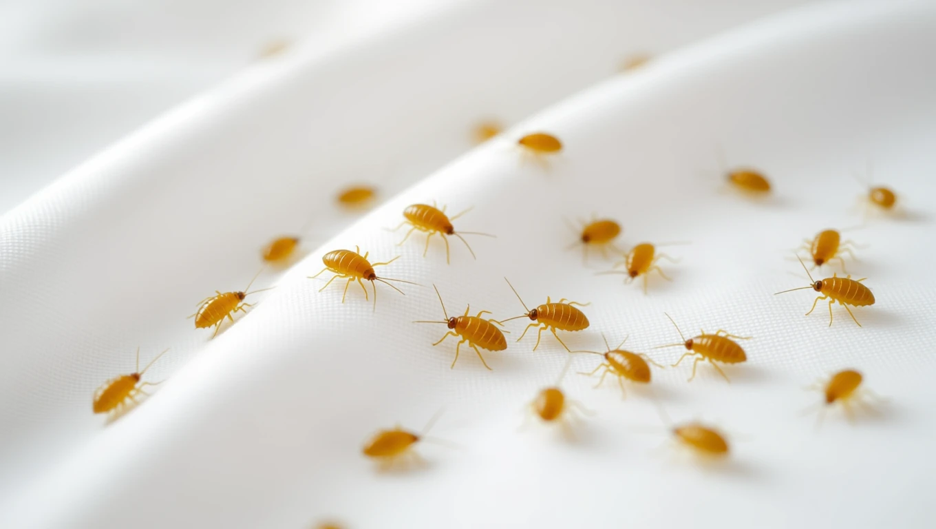 Sárga atkákkal teli fehér textil, jelképezve a mindennapi problémákat.