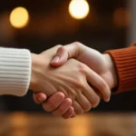 Két kéz fog handshake-t, szimbolizálva a bizalmat és a kapcsolatokat.