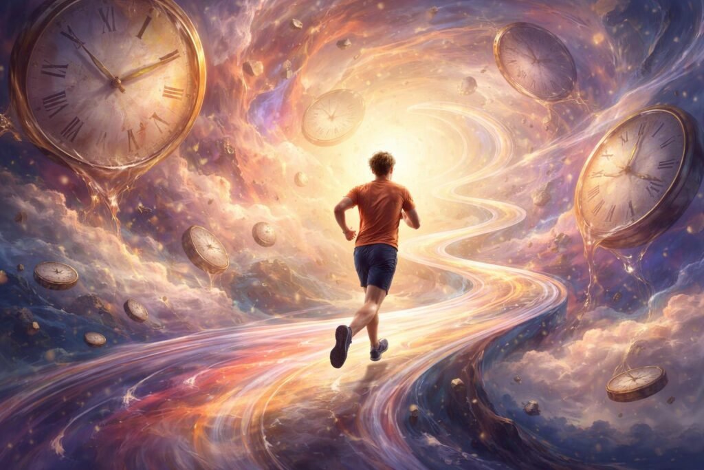 Futóverseny egy parkban, gyors futók versenyeznek egymással