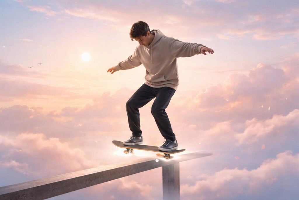 Egy gördeszka az egyensúly és kontroll szimbóluma