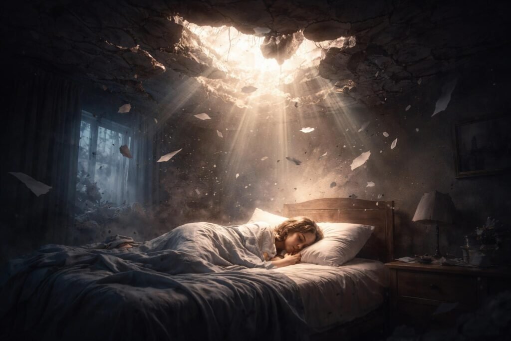 Leszakadó plafon egy álomban, figyelmeztetés vagy változás jelképe