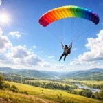 Ejtőernyőző ugrás közben a felhők felett, szabadság érzése