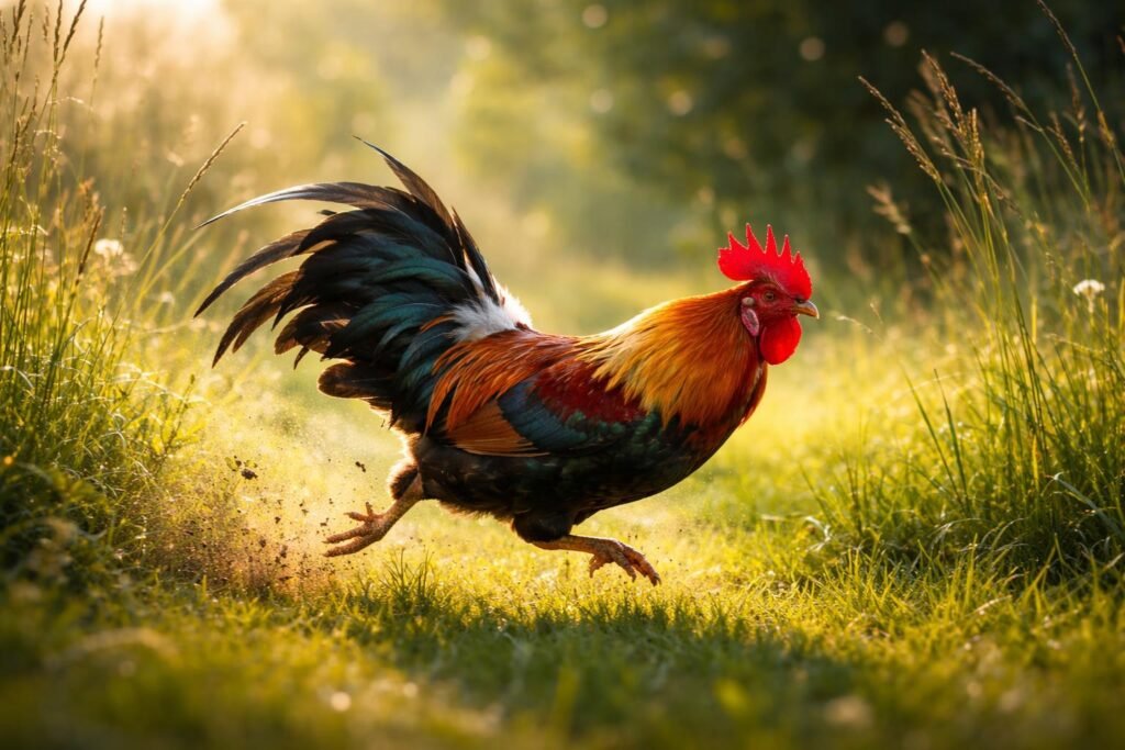 Kakas kerget egy embert a napsütéses réten, álom jelentése