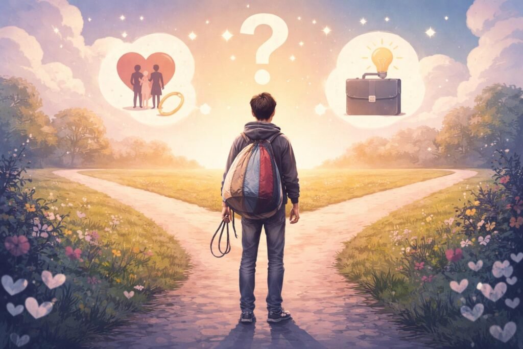 Ejtőernyőzés szimbolikus ábrázolása kapcsolatok és döntések témájában