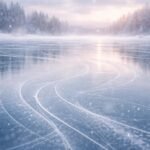 Jégpályán korcsolyázó ember elegánsan siklik a csúszós jégen