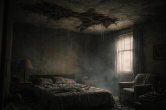 Leszakadó plafon álomban, bizonytalanság és változás jele