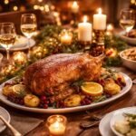 Libasült egy ünnepi asztalon, családi összejövetel hangulatában