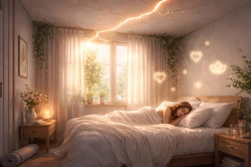 Leszakadó plafon egy álomképben, egészség és lélek jelei