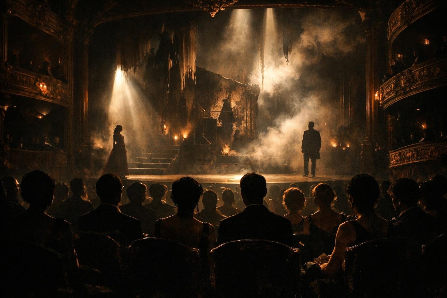 Álombeli opera jelenet, érzelmek és drámai pillanatok