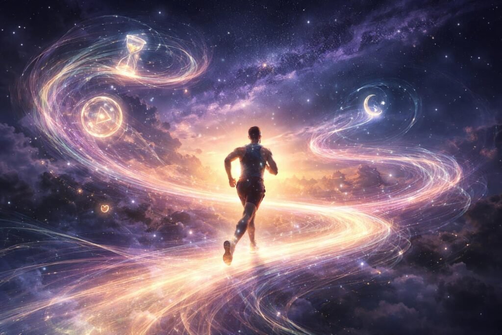 Futóversenyt teljesítő ember az életút és kitartás szimbóluma