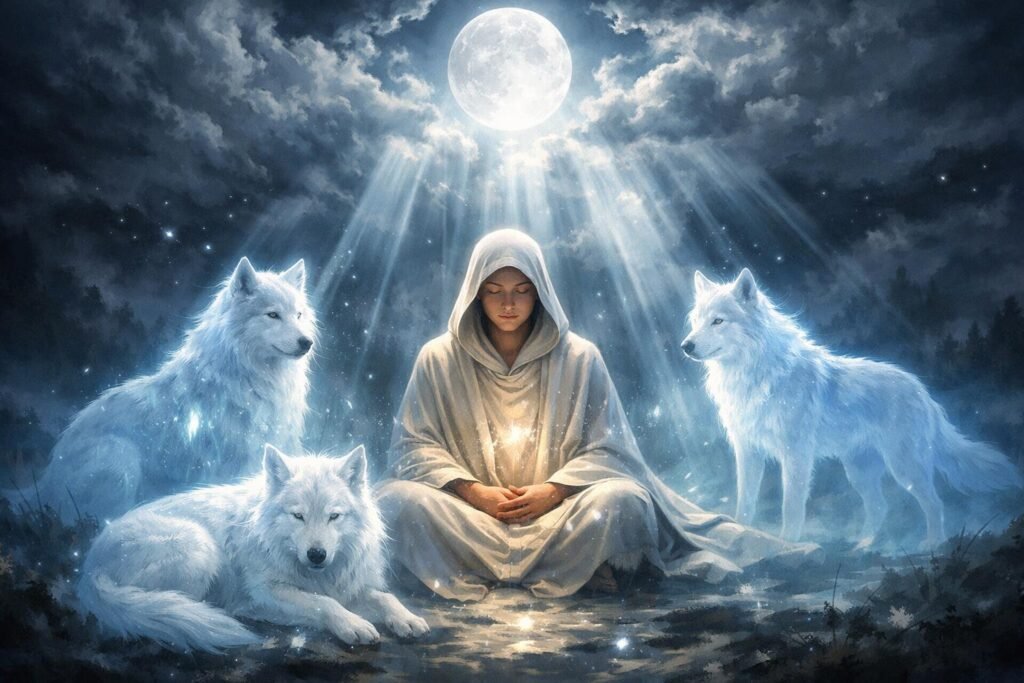 Büdös borz erdőben, misztikus fények között álomszerű környezetben