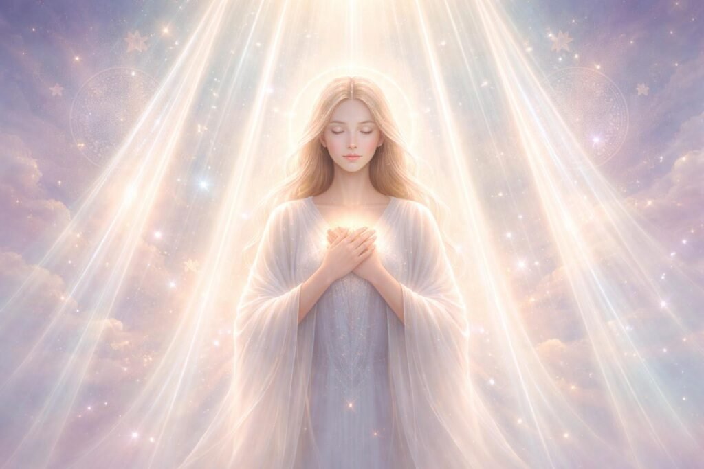 Mennyezetről álmodó személy, spirituális védelem és vezetés jelképei