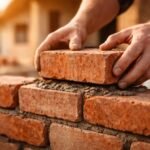 Téglák egy rakásban, kiemelve az építkezés szimbólumát.