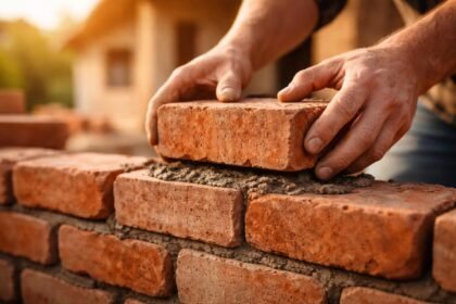 Téglák egy rakásban, kiemelve az építkezés szimbólumát.