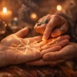 Álombéli tenyérjós kézzel írja a sorsot, életút szimbólum