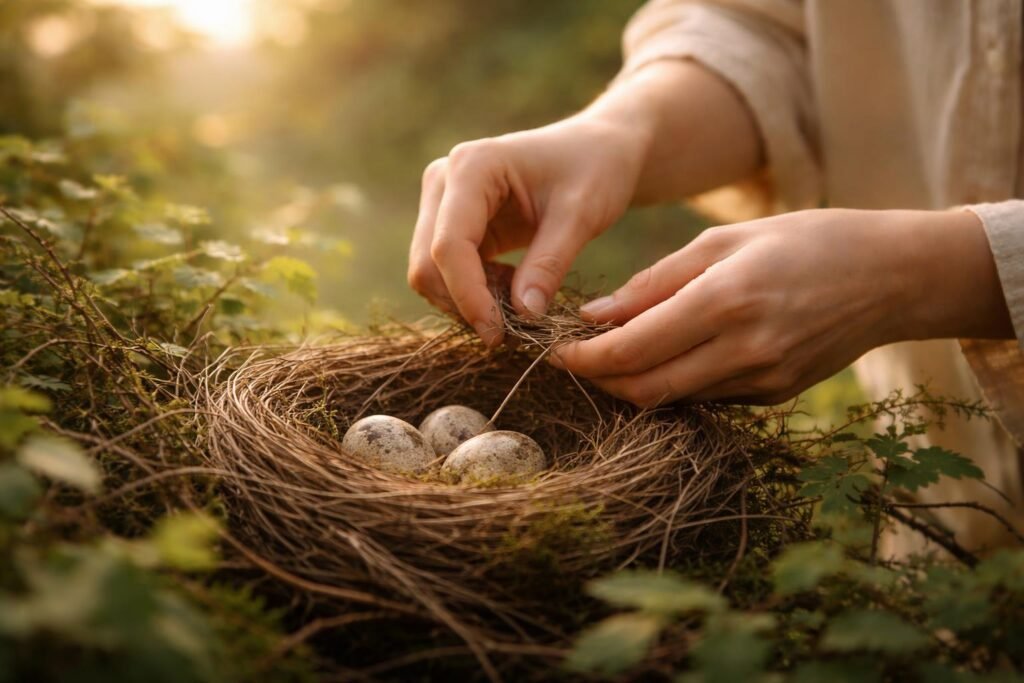 Fészket rakó madarak jelképezik a gondoskodást és otthonteremtést