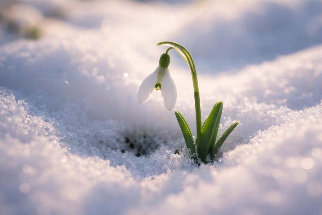 Hóvirág nő a hó alatt, a kitartás jelképével