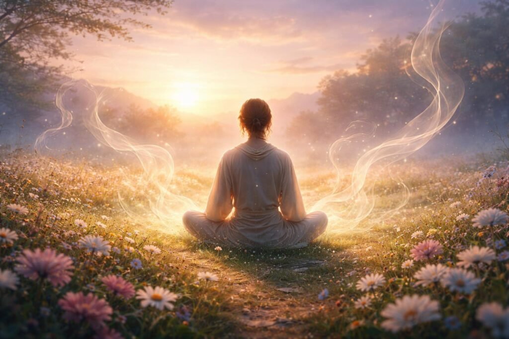 Emberi arc türelmetlen várakozással a természet ébredésekor