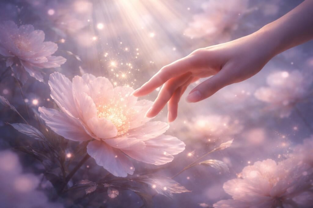 Egy kinyíló virág közelről, az érzékenység szimbóluma