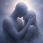 Álomszerű idegen ölelésben elnémuló személy ábrázolása