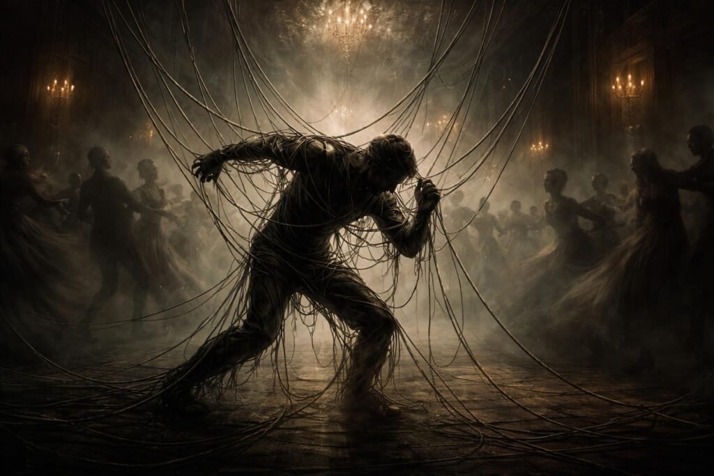 Álombeli kényszerű tánc közben kifulladás érzése és szabadság hiánya