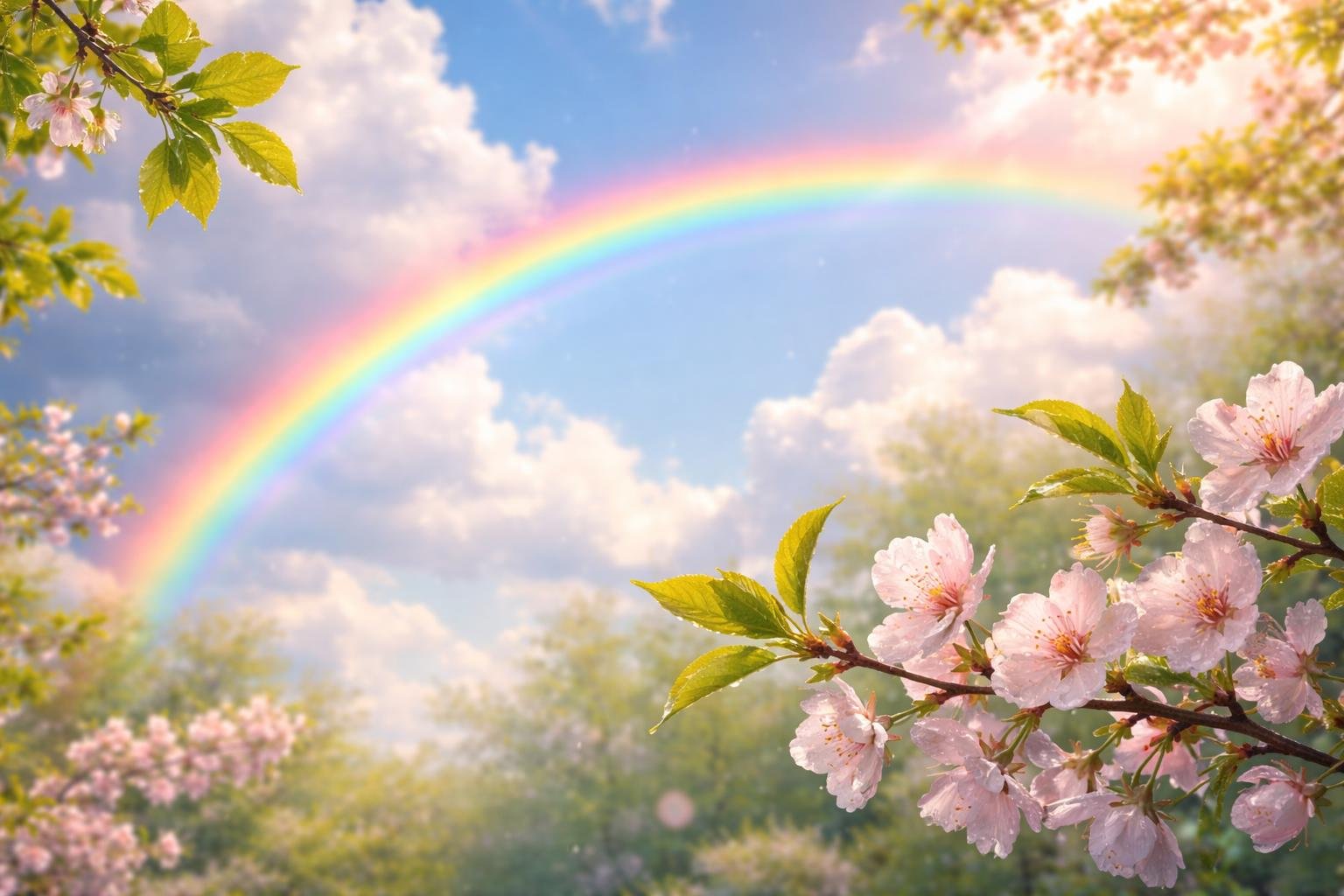 Tavaszi zápor utáni szivárvány a tisztulás és remény jeleként